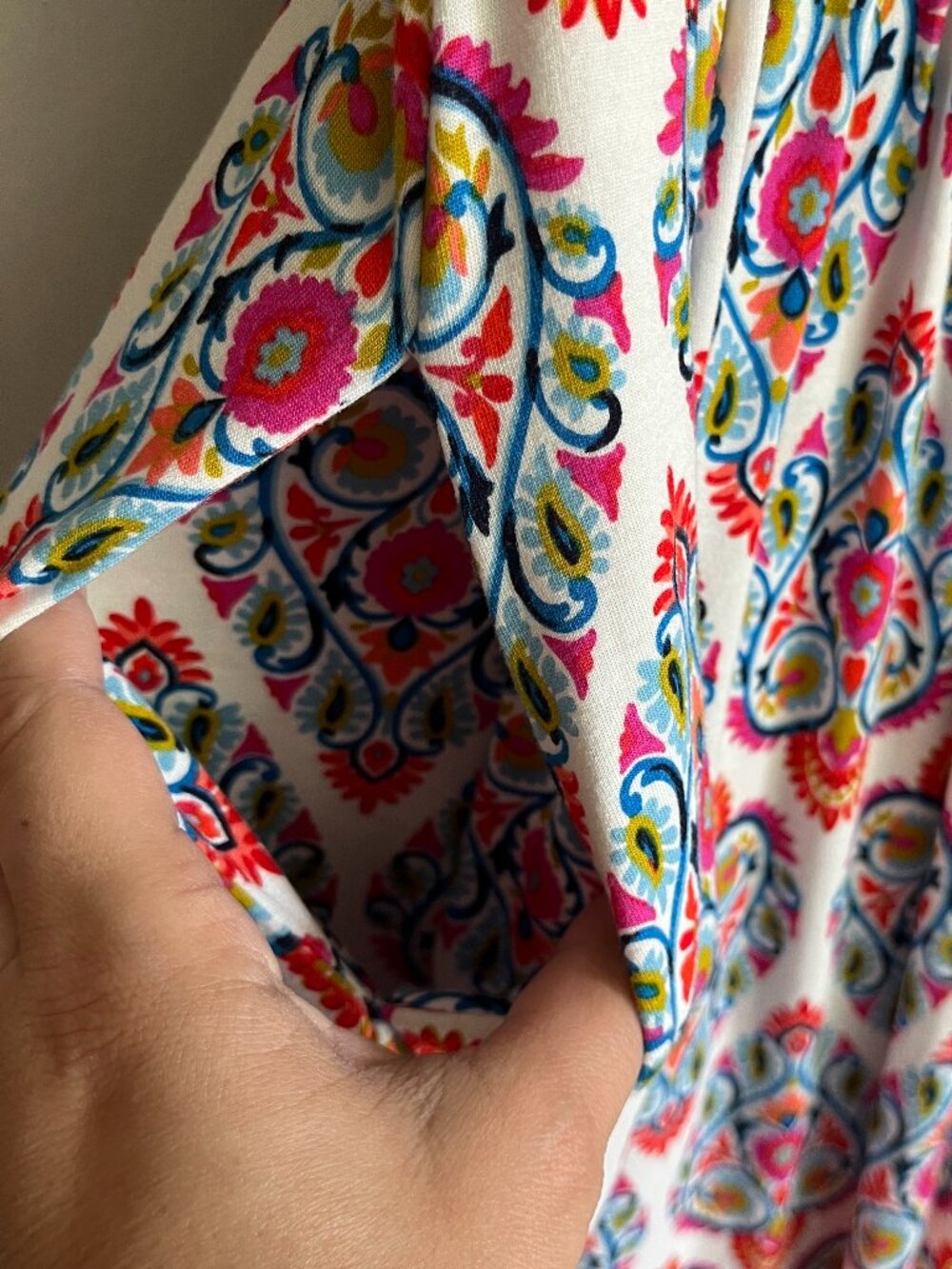 Boden Dress Size 2 Thea Tank Midi White Paisley Jersey Sleeveless Colorful Shift - Picture 6 of 11